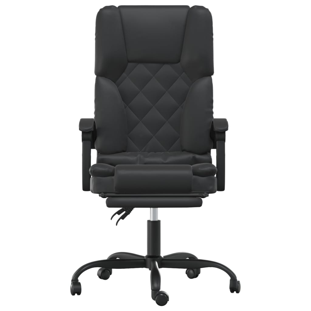Office Chair with Massage Function Black Faux Leather