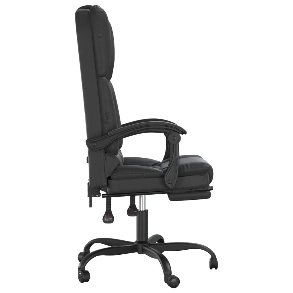 Office Chair with Massage Function Black Faux Leather