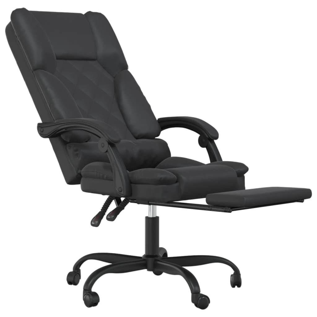 Office Chair with Massage Function Black Faux Leather