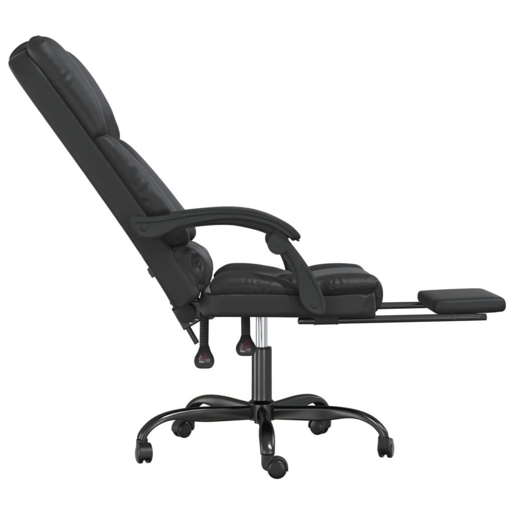 Office Chair with Massage Function Black Faux Leather