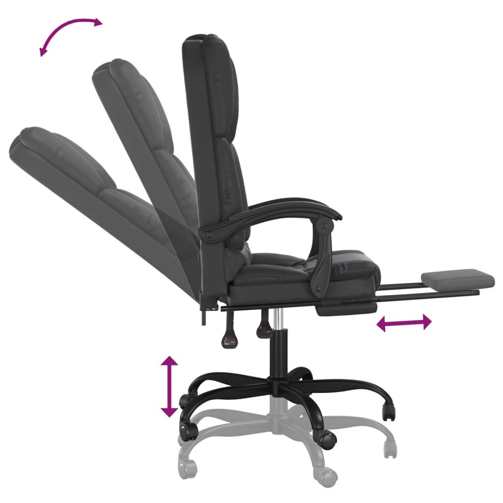 Office Chair with Massage Function Black Faux Leather