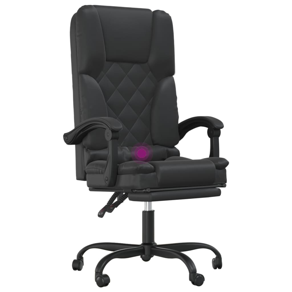 Office Chair with Massage Function Black Faux Leather