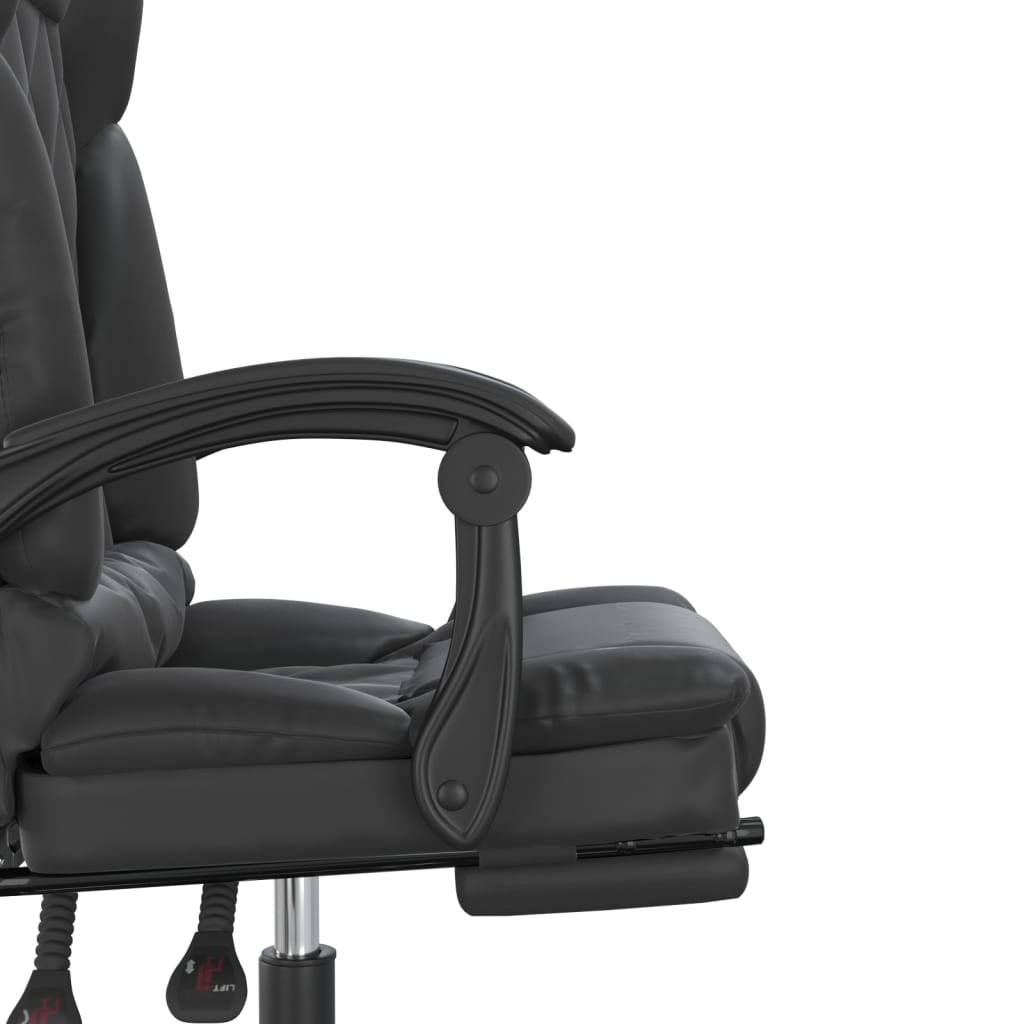 Office Chair with Massage Function Black Faux Leather
