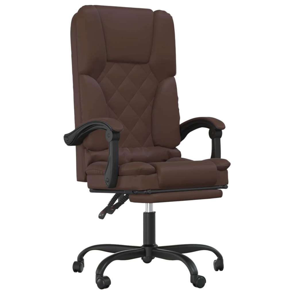 Fauteuil de bureau massant marron en similicuir