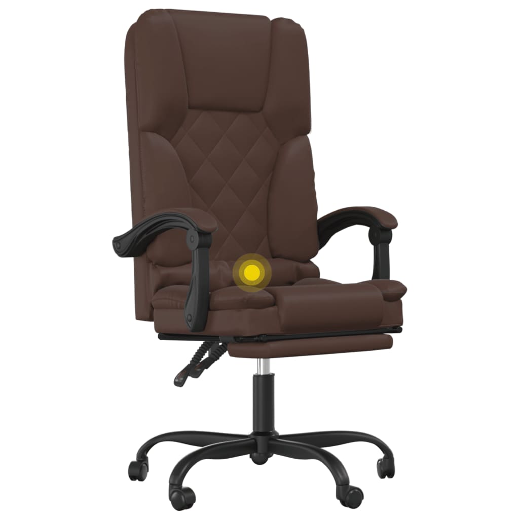 Fauteuil de bureau massant marron en similicuir
