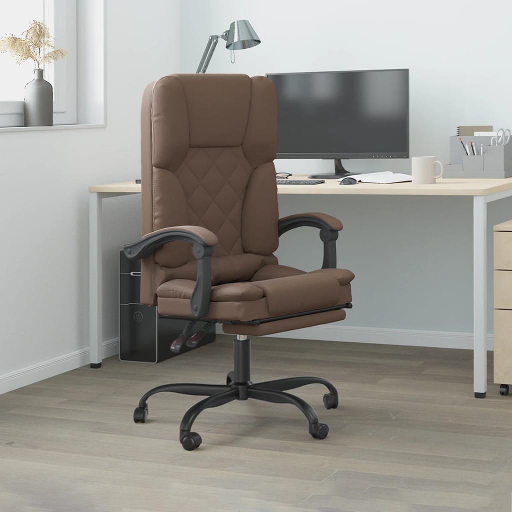 Fauteuil de bureau massant marron en similicuir