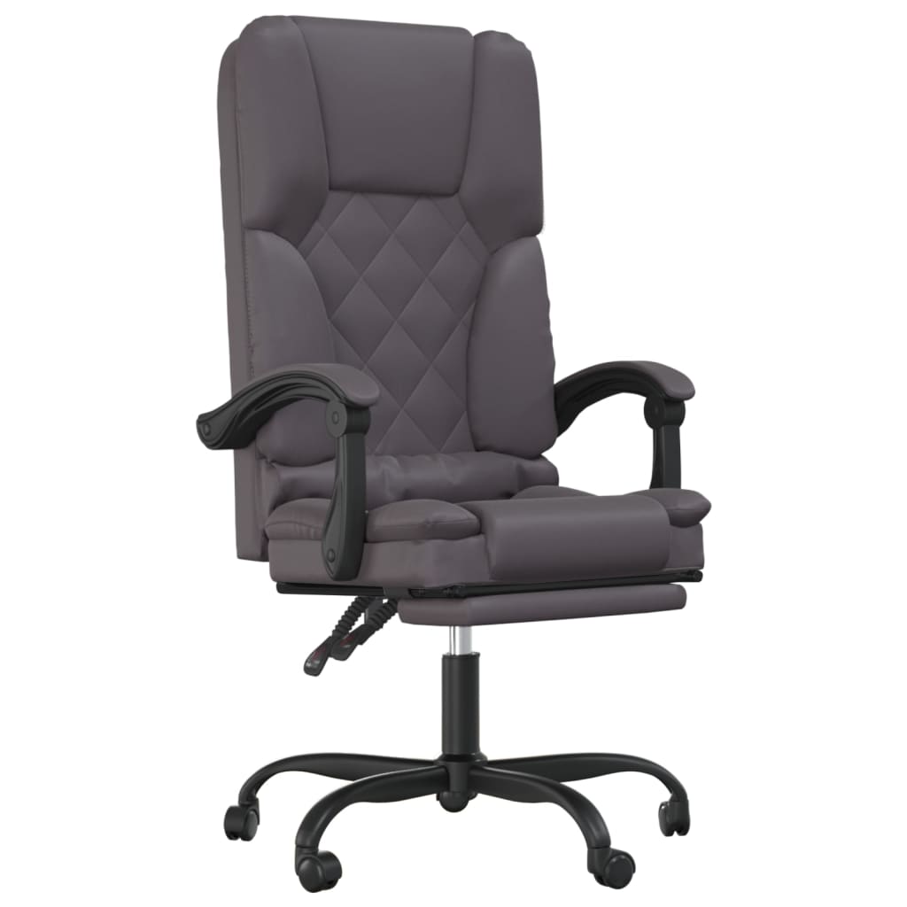 Chaise de bureau massante gris simili cuir
