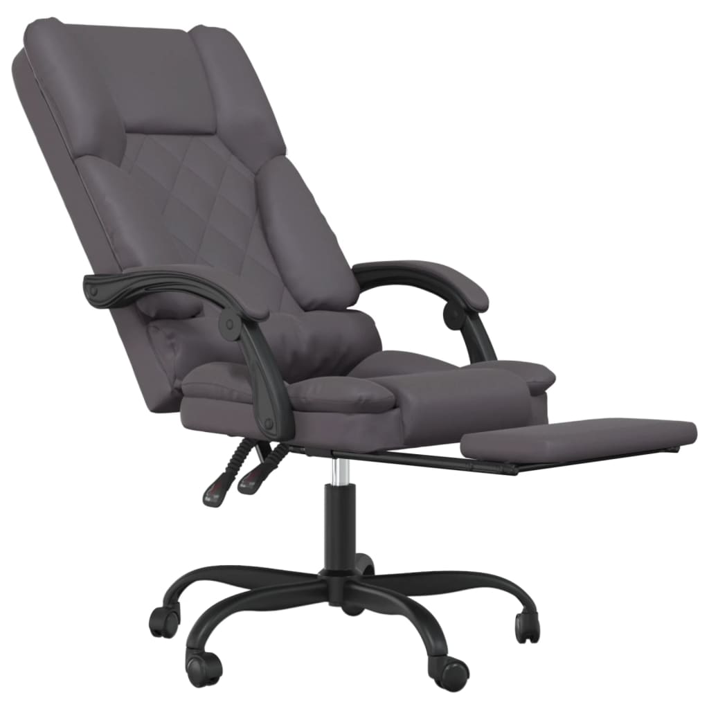 Chaise de bureau massante gris simili cuir