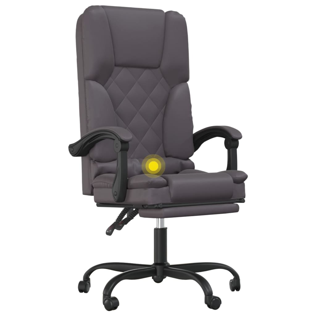 Chaise de bureau massante gris simili cuir