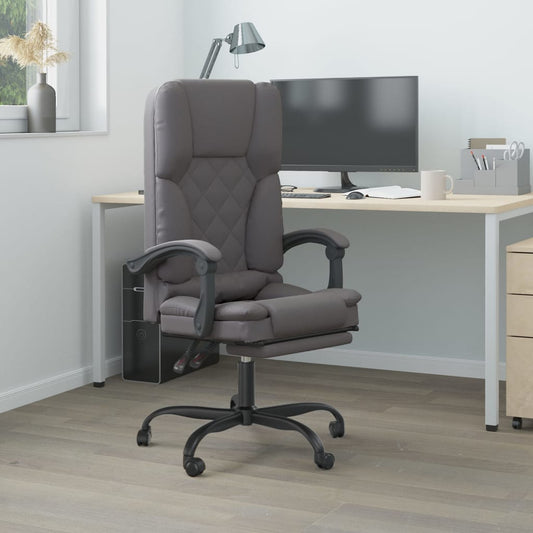 Chaise de bureau massante gris simili cuir