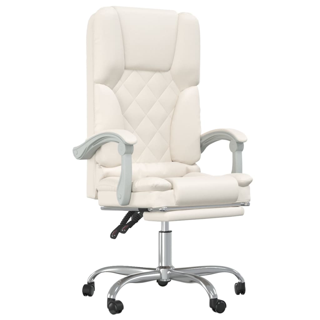 Fauteuil de bureau massant en similicuir crème