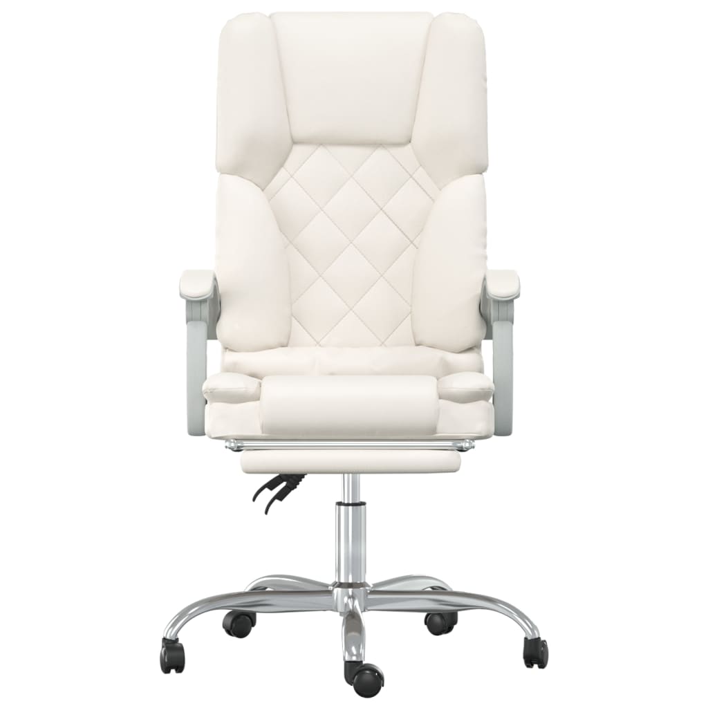 Fauteuil de bureau massant en similicuir crème
