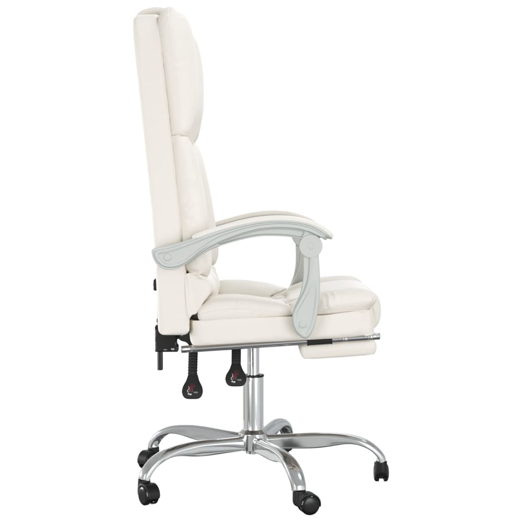 Fauteuil de bureau massant en similicuir crème