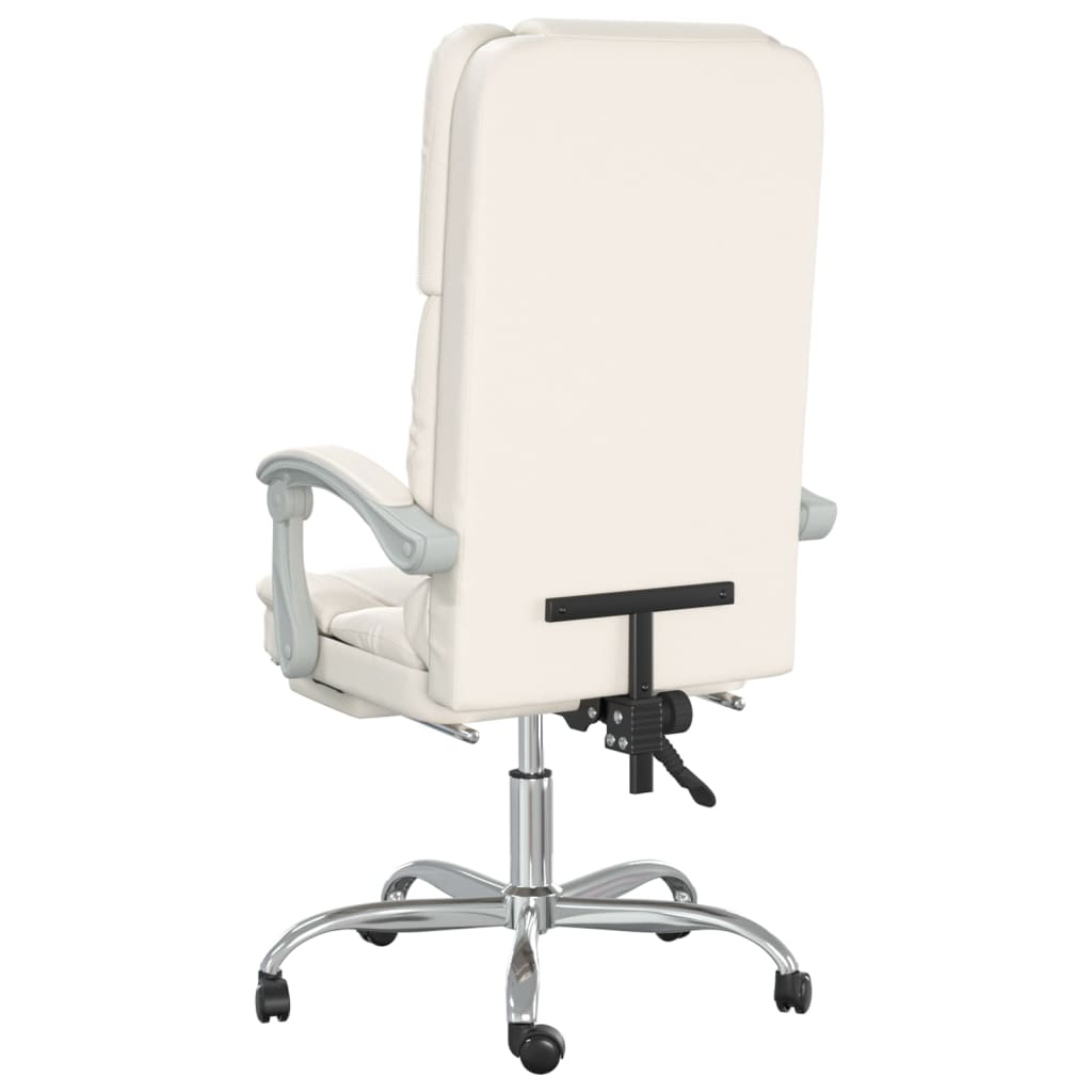 Fauteuil de bureau massant en similicuir crème