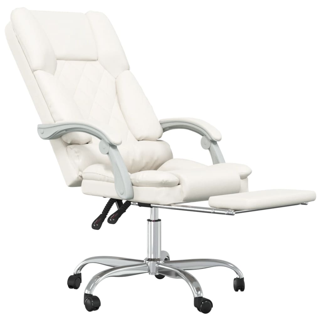 Fauteuil de bureau massant en similicuir crème