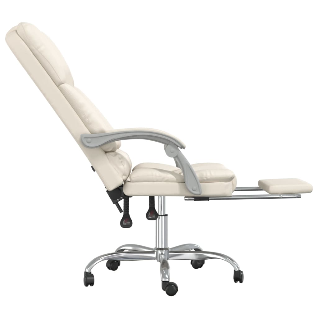 Fauteuil de bureau massant en similicuir crème