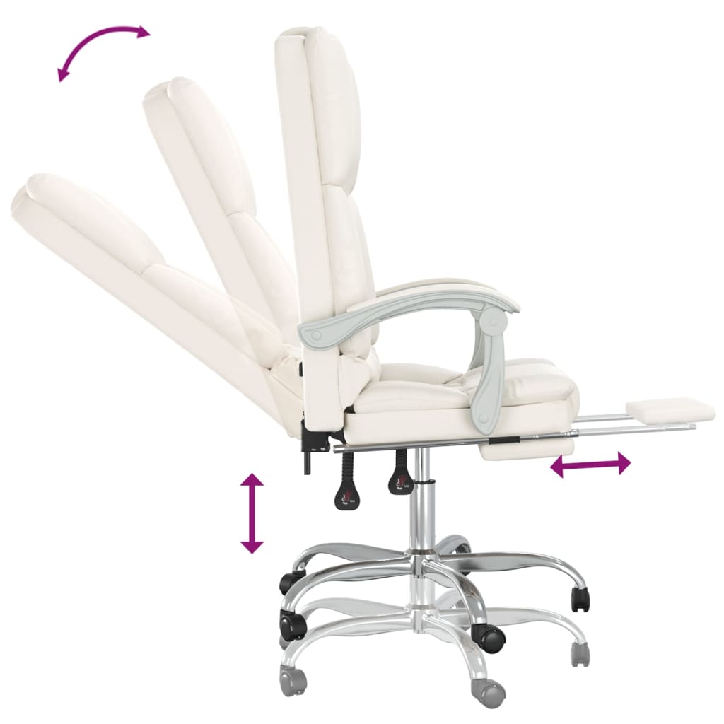 Fauteuil de bureau massant en similicuir crème