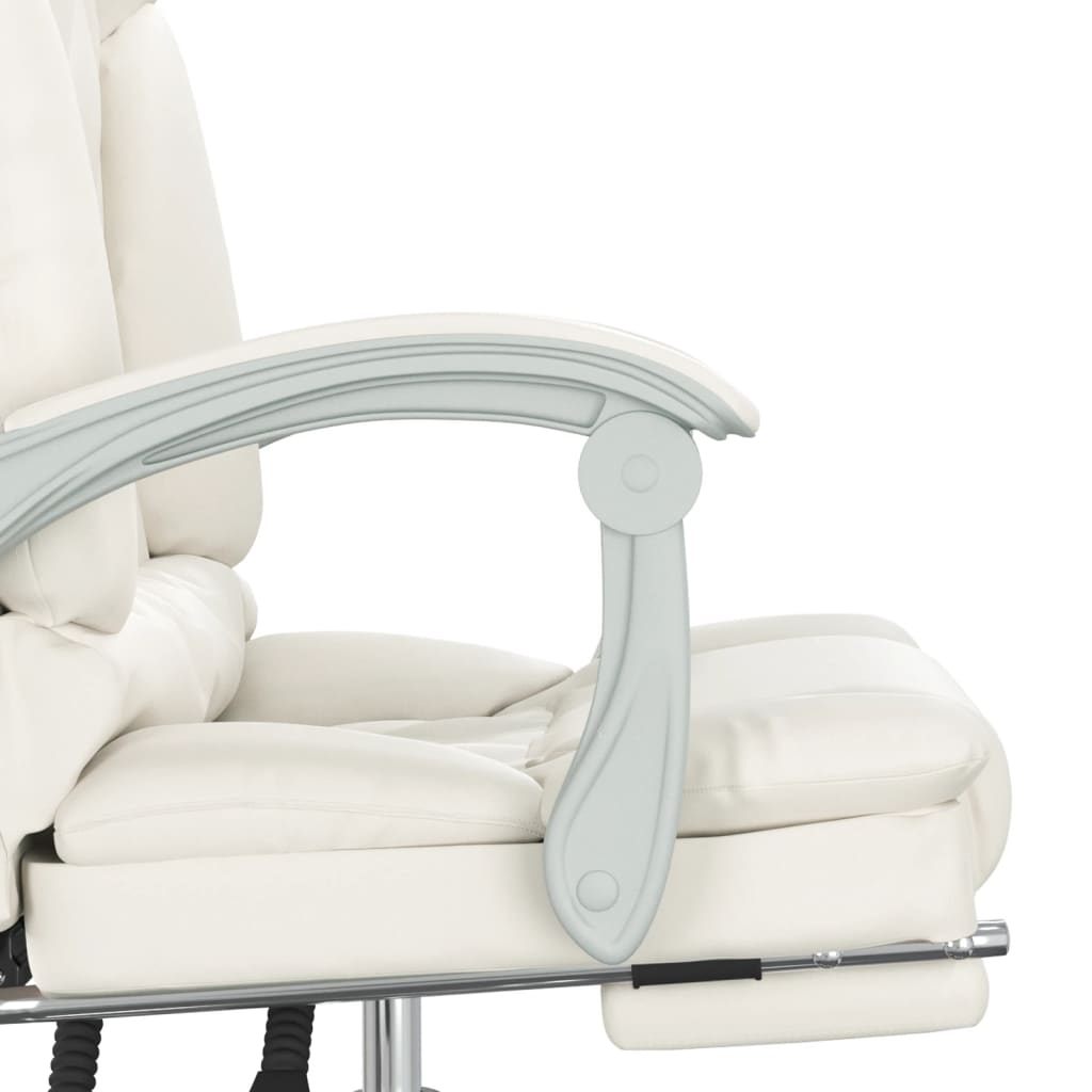Fauteuil de bureau massant en similicuir crème