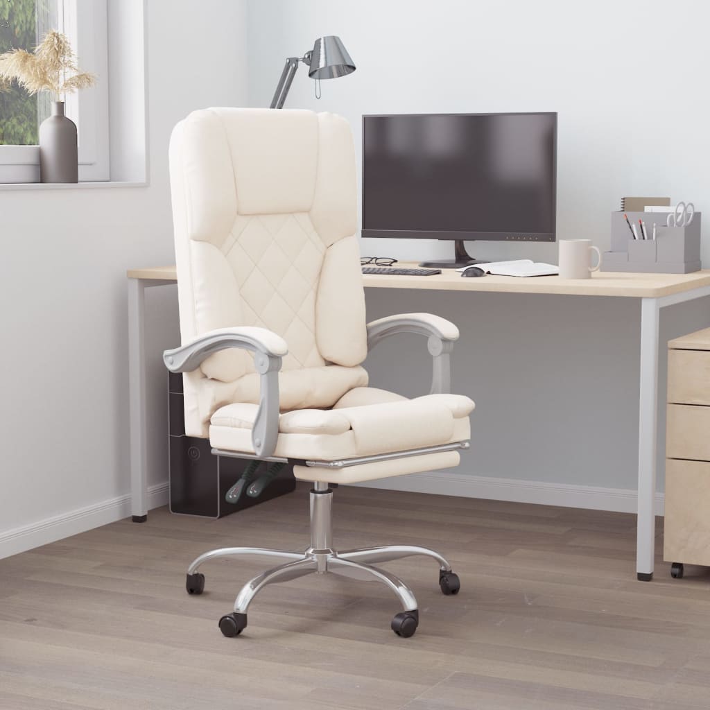 Fauteuil de bureau massant en similicuir crème