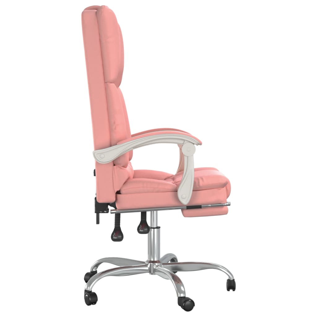Chaise de bureau avec fonction massage en similicuir rose