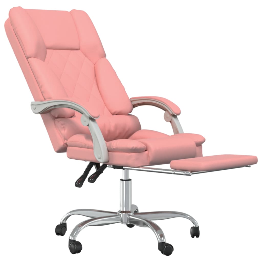 Chaise de bureau avec fonction massage en similicuir rose