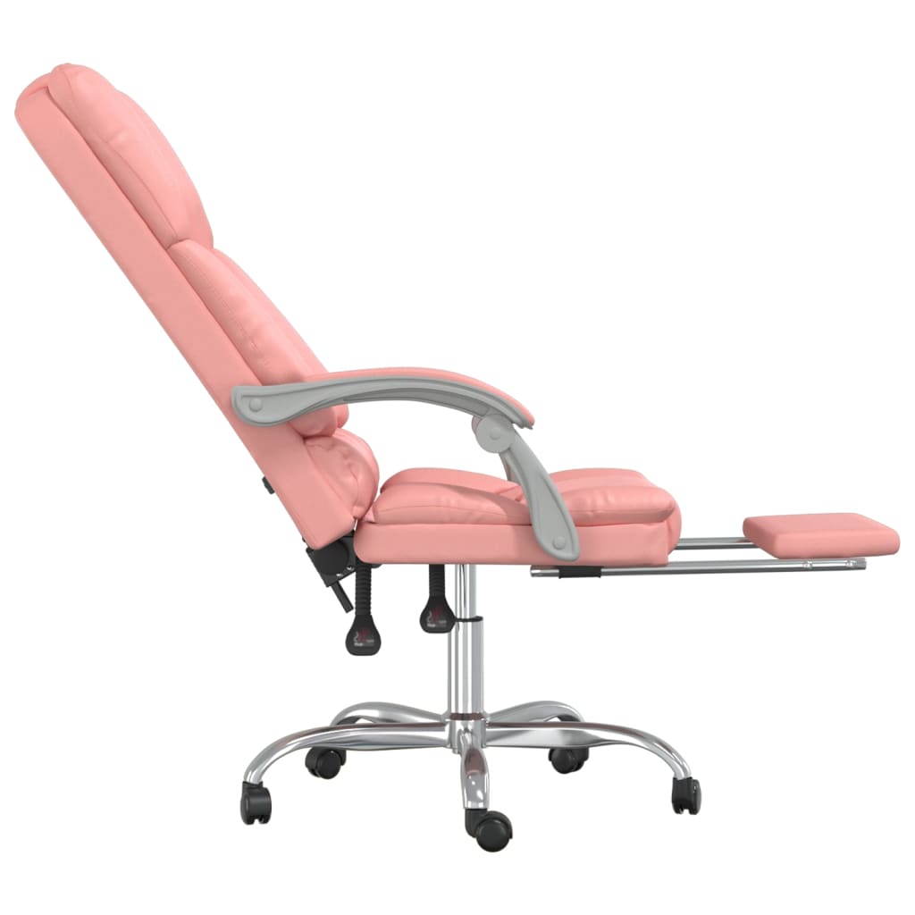 Chaise de bureau avec fonction massage en similicuir rose