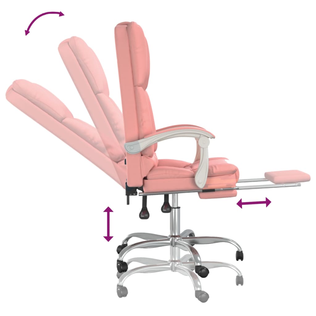 Chaise de bureau avec fonction massage en similicuir rose