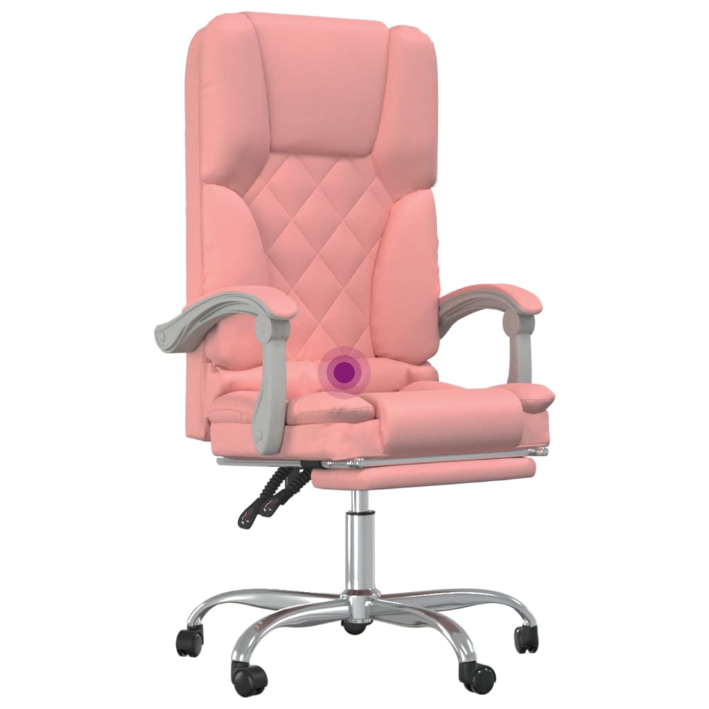 Chaise de bureau avec fonction massage en similicuir rose