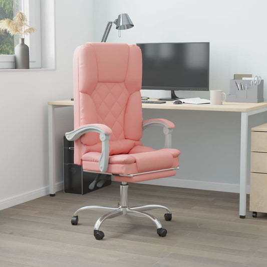 Chaise de bureau avec fonction massage en similicuir rose