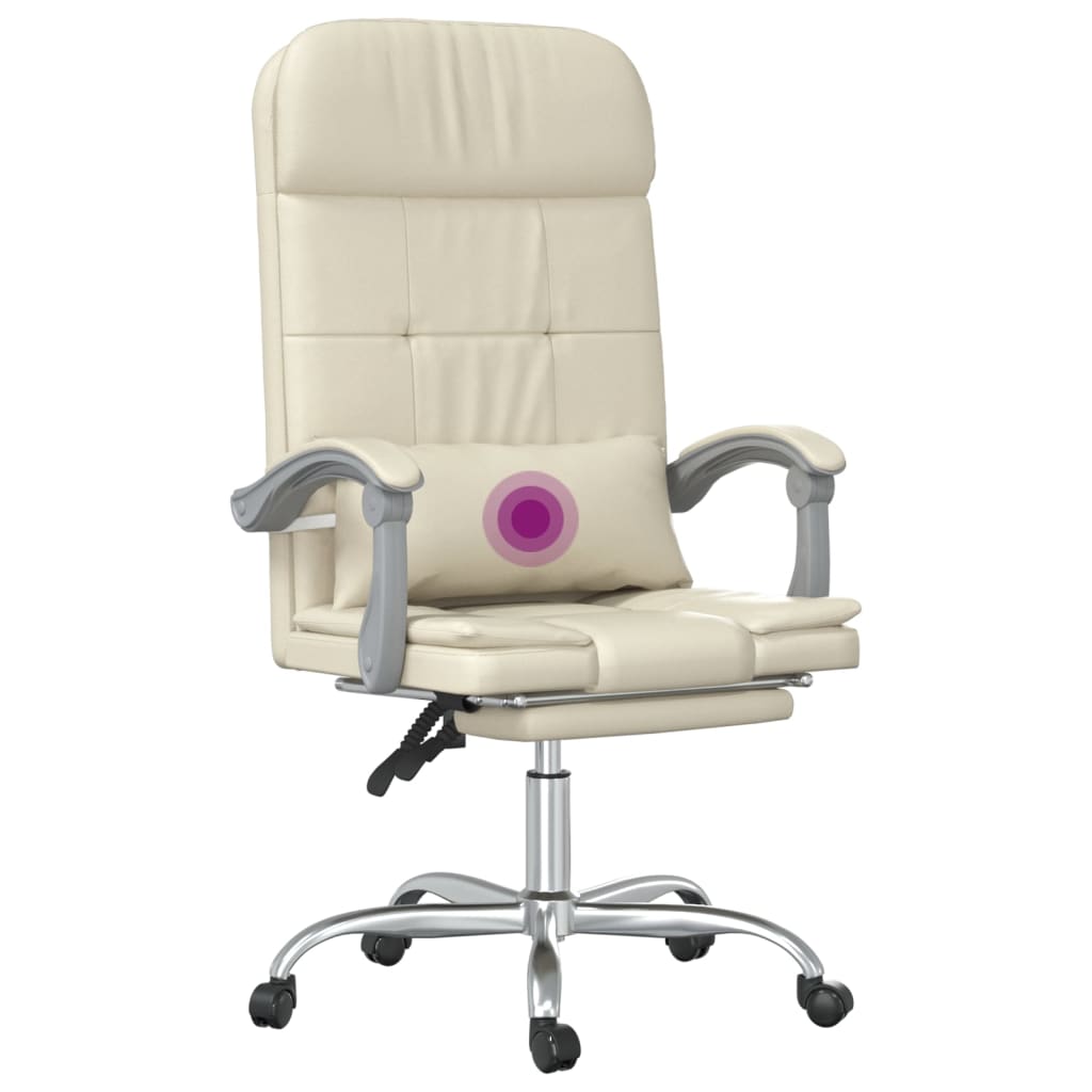 Bürostuhl mit Massagefunktion Creme Kunstleder