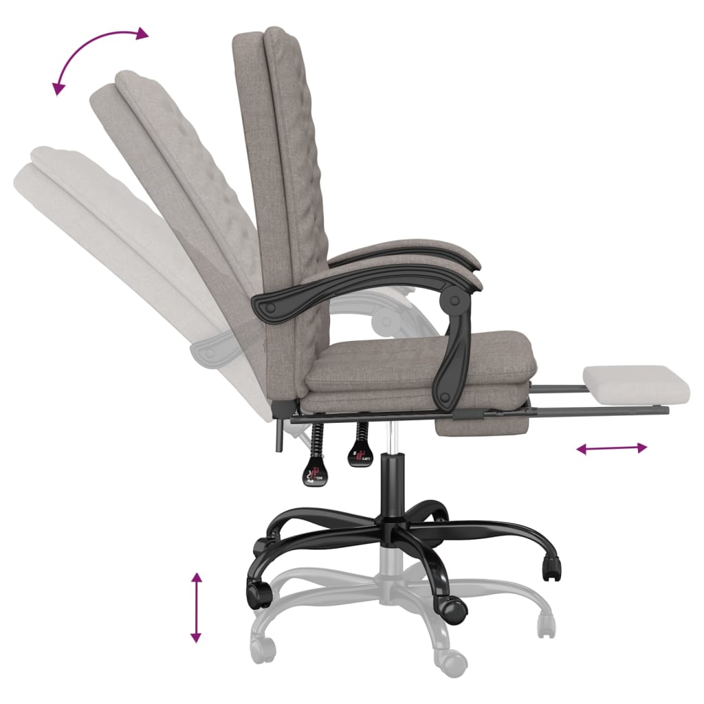 Office Chair with Reclining Function Taupe Fabric