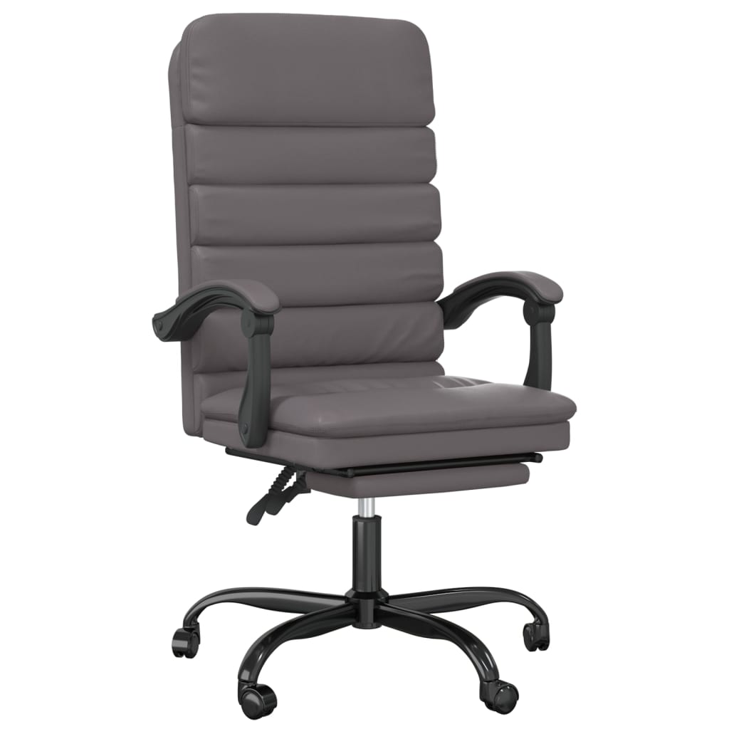 Office Chair with Massage Function Grey Faux Leather