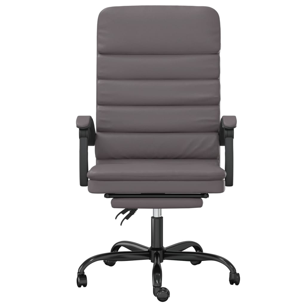 Office Chair with Massage Function Grey Faux Leather