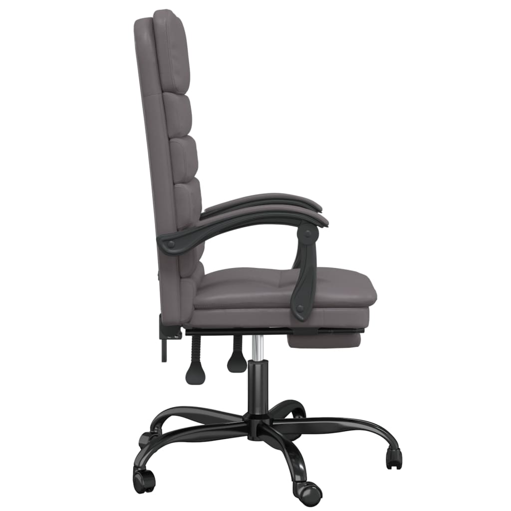Office Chair with Massage Function Grey Faux Leather