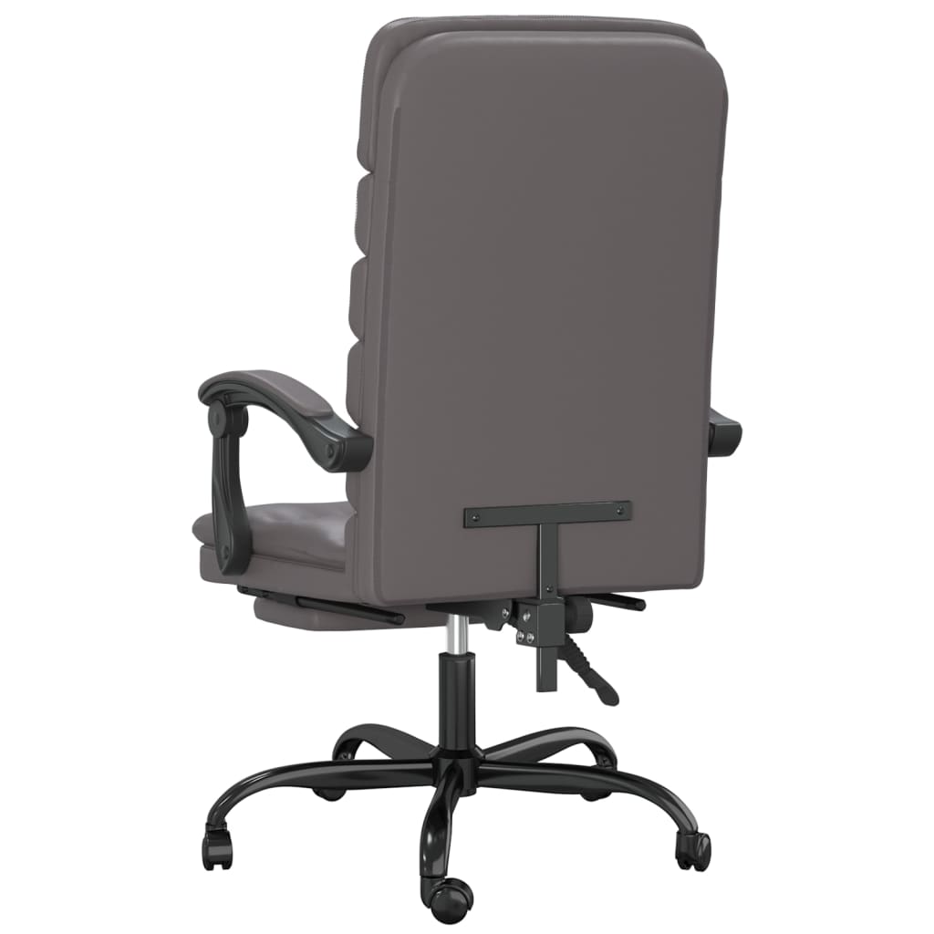 Office Chair with Massage Function Grey Faux Leather