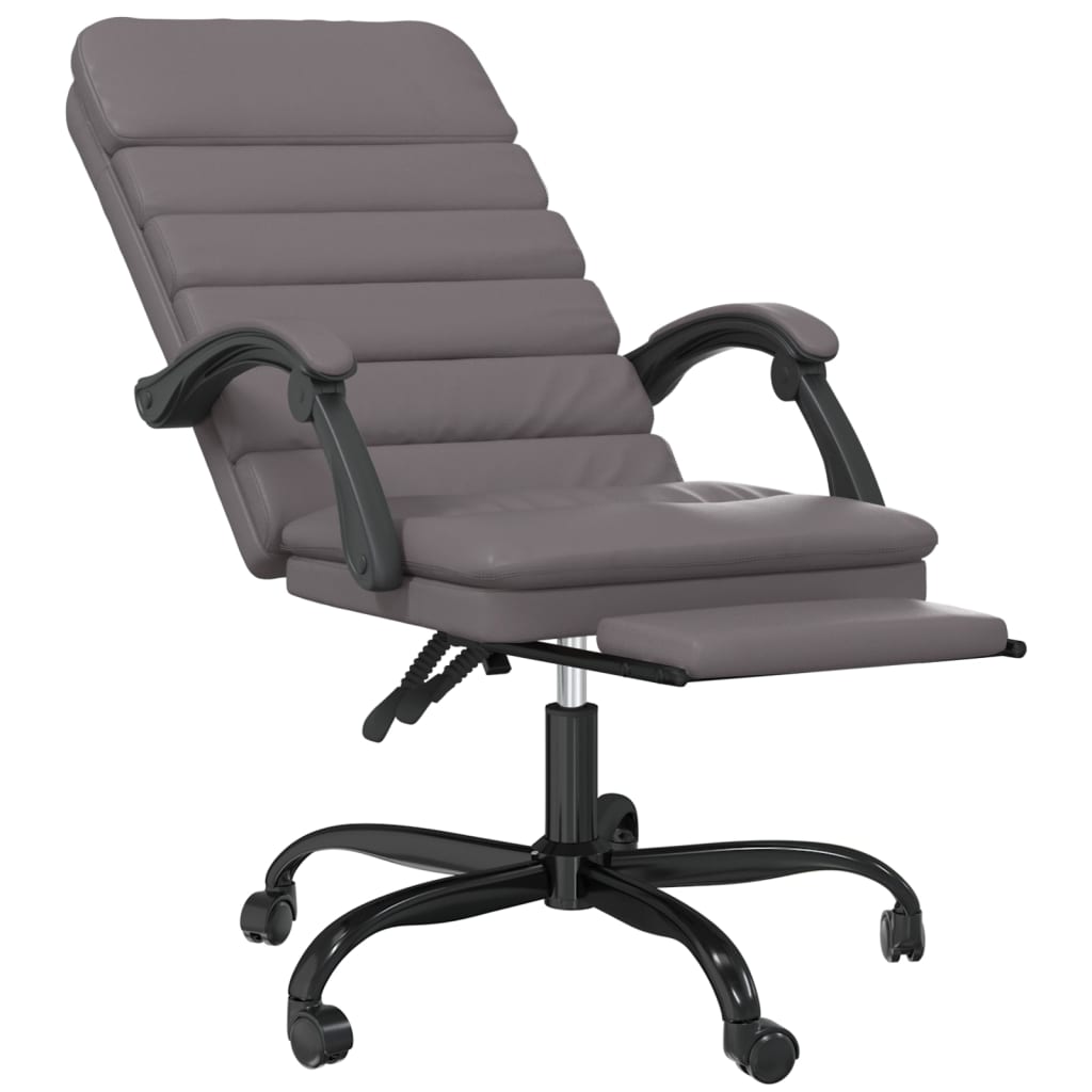 Office Chair with Massage Function Grey Faux Leather