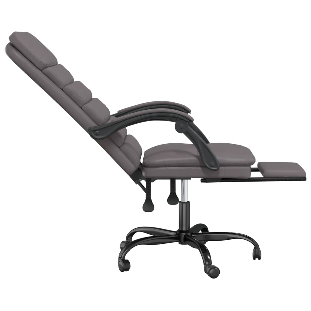 Office Chair with Massage Function Grey Faux Leather