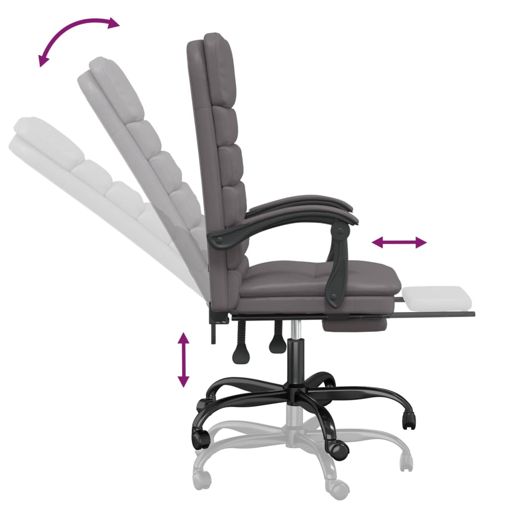 Office Chair with Massage Function Grey Faux Leather