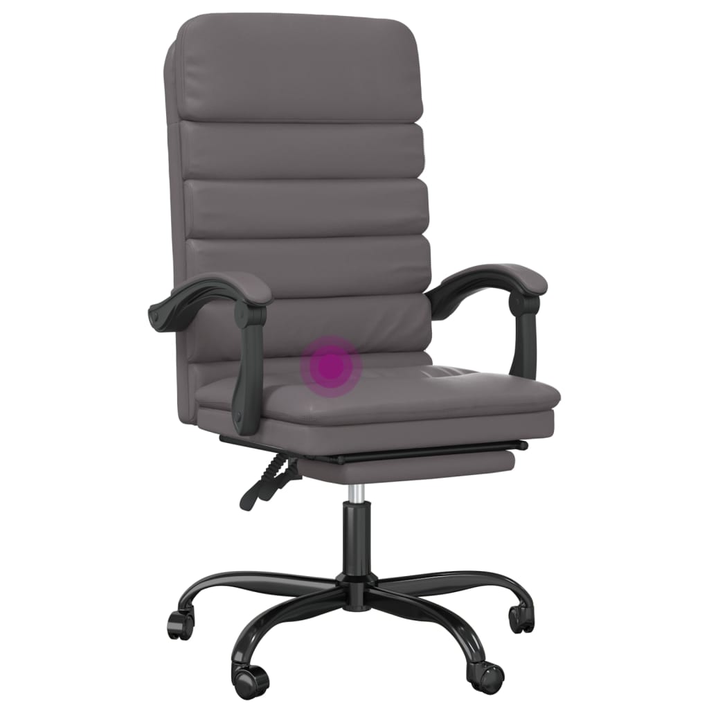 Office Chair with Massage Function Grey Faux Leather