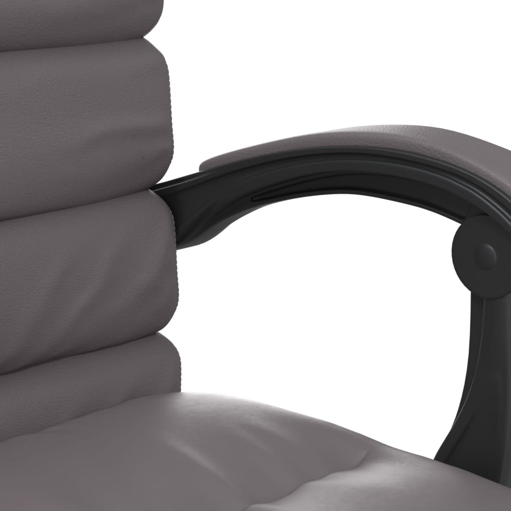 Office Chair with Massage Function Grey Faux Leather