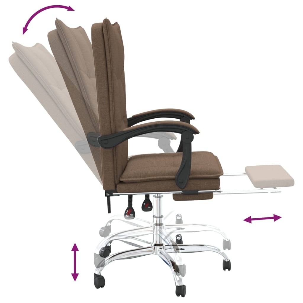 Bürostuhl mit Liegefunktion Braun Stoff