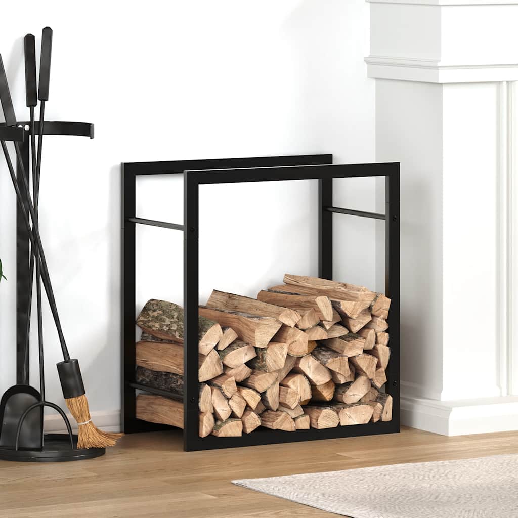 Brennholzregal Mattschwarz 50x28x56 cm Stahl