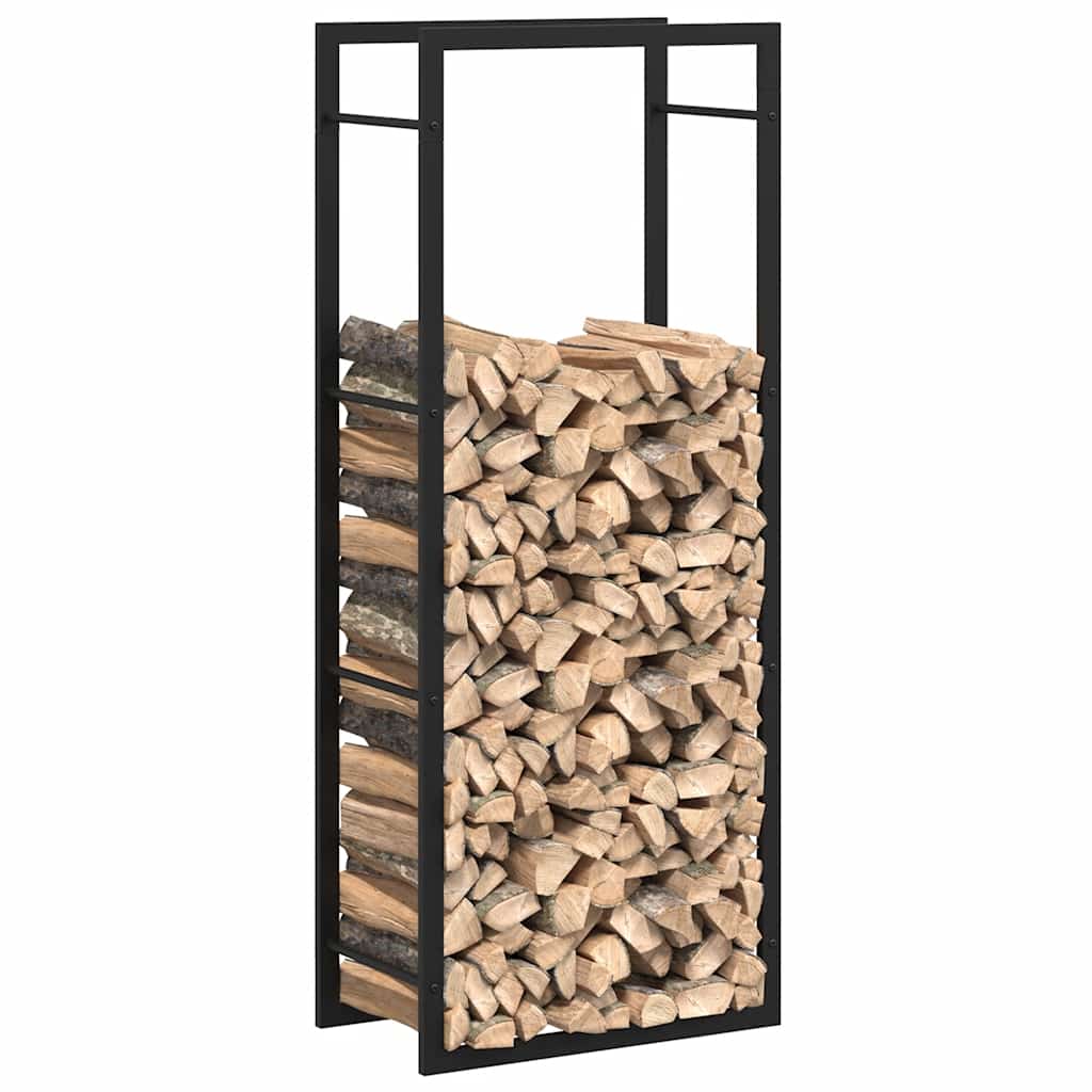 Brennholzregal Mattschwarz 50x28x132 cm Stahl