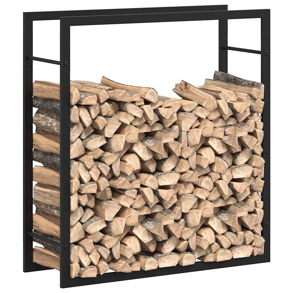 Brennholzregal Mattschwarz 80x28x86 cm Stahl