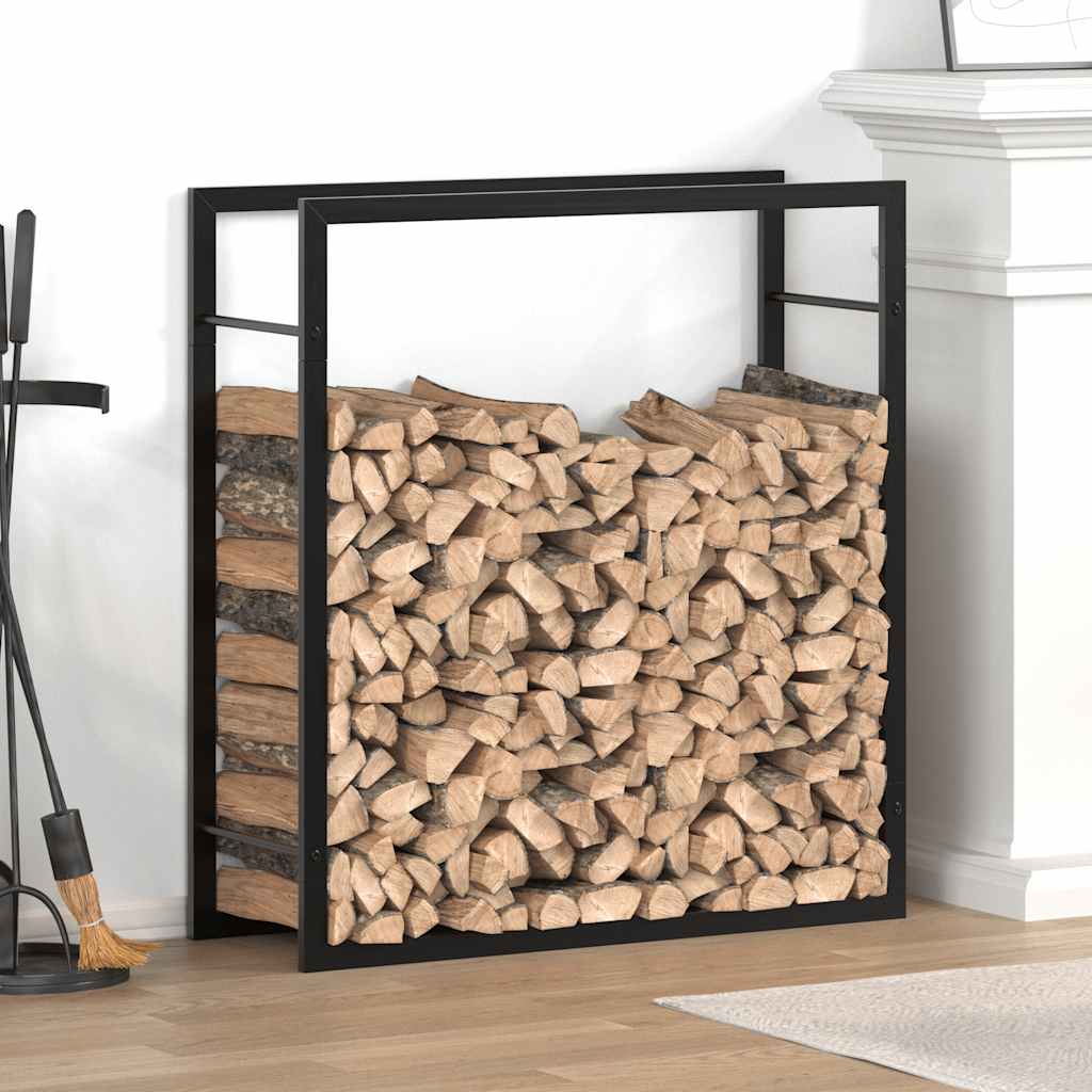 Brennholzregal Mattschwarz 80x28x86 cm Stahl