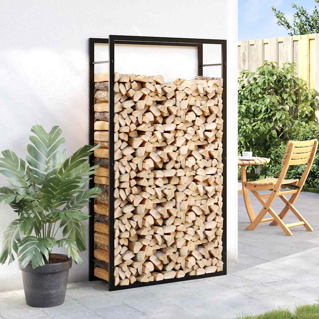 Brennholzregal Mattschwarz 80 x 28 x 154 cm Stahl