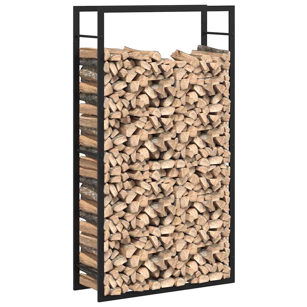 Brennholzregal Mattschwarz 80 x 28 x 154 cm Stahl