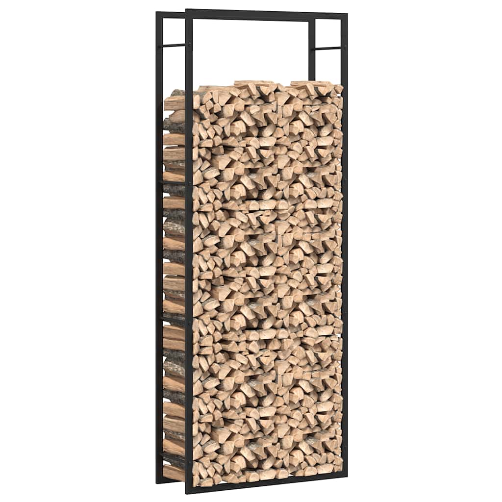 Brennholzregal Mattschwarz 80 x 28 x 222 cm Stahl