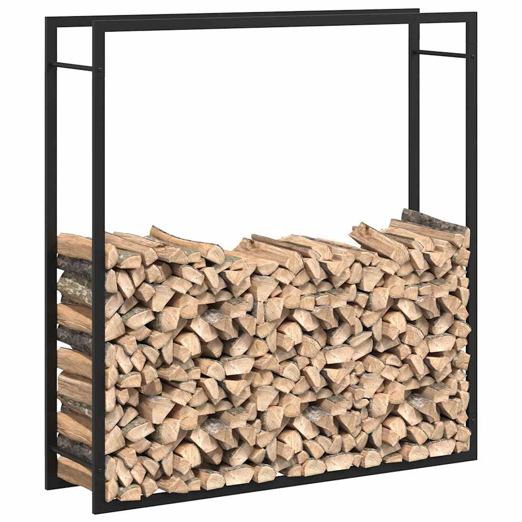 Brennholzregal Mattschwarz 110x28x116 cm Stahl