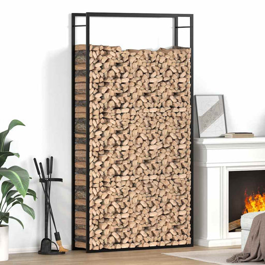 Brennholzregal Mattschwarz 110x28x214 cm Stahl